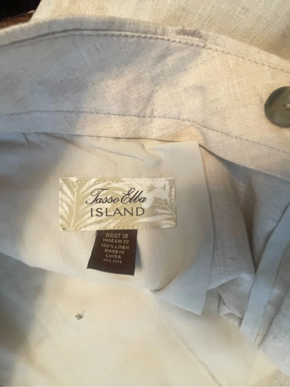Tasso Elba Men's Linen-Blend Pants in Light Cream